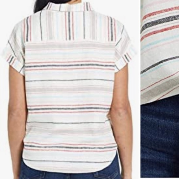 Weatherproof Vintage Tie Front Linen Blend Top - Picture 2 of 15